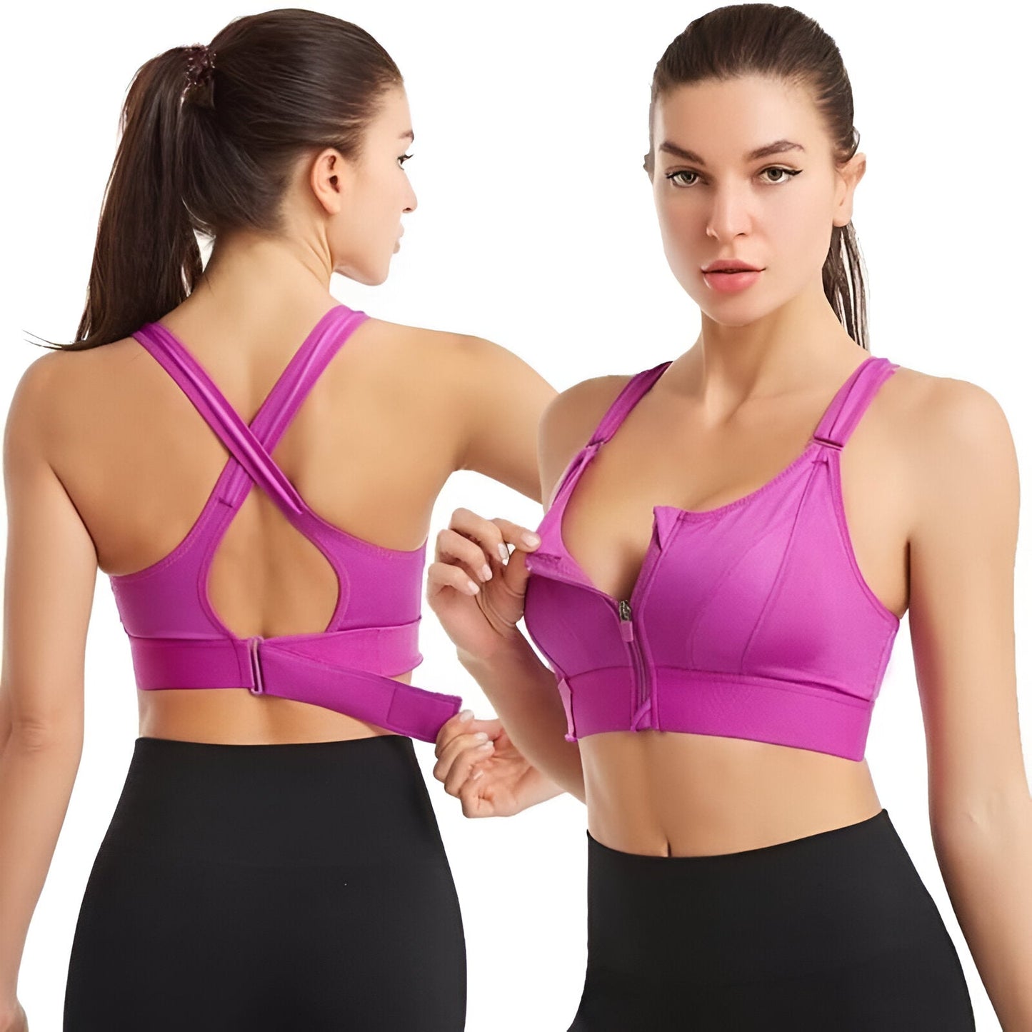 FitBra | Activewear sport-bh med dragkedja fram