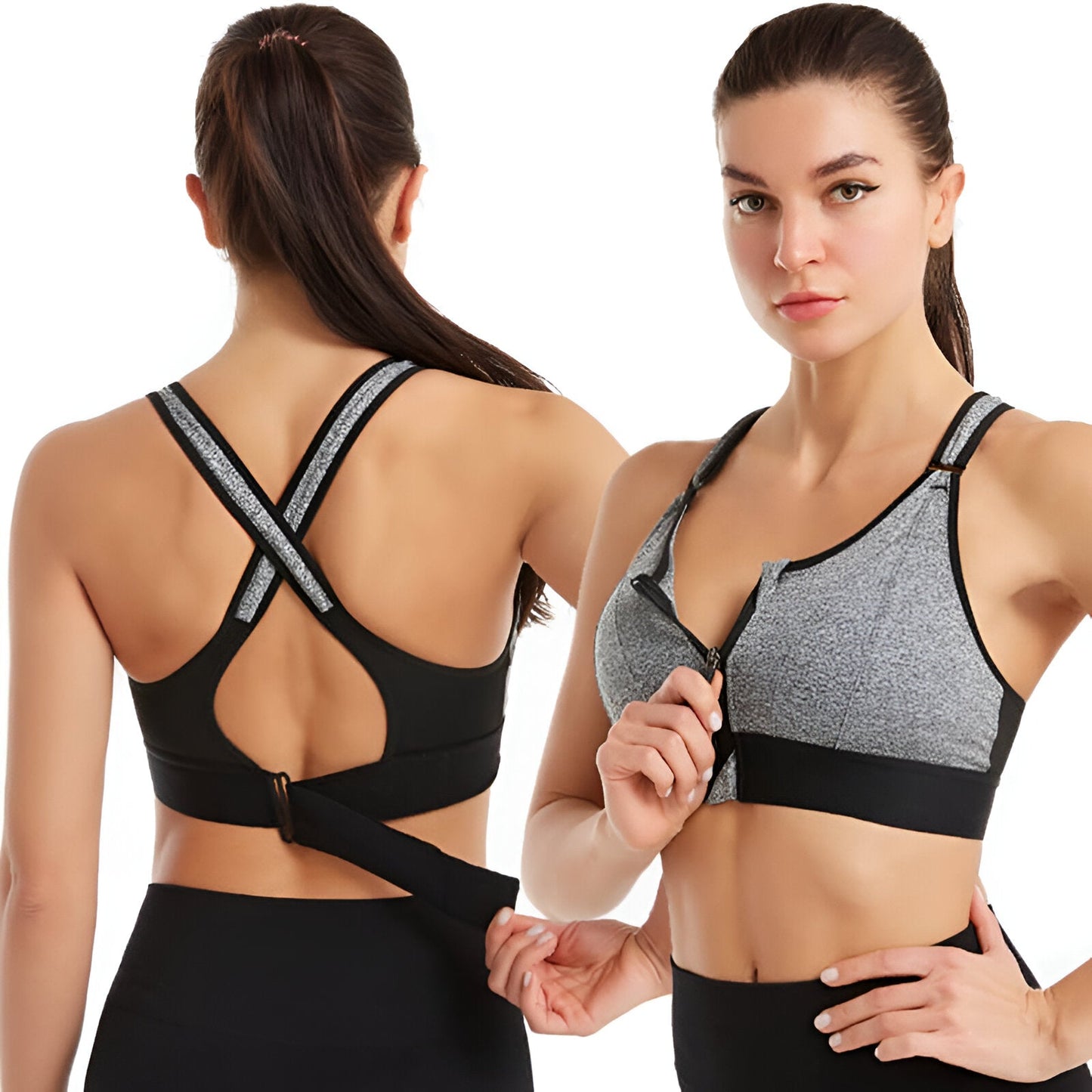 FitBra | Activewear sports-BH med glidelås foran