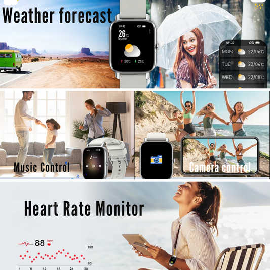 Smart Watch | Vattentät multifunktionell smartklocka för hälsa och sport