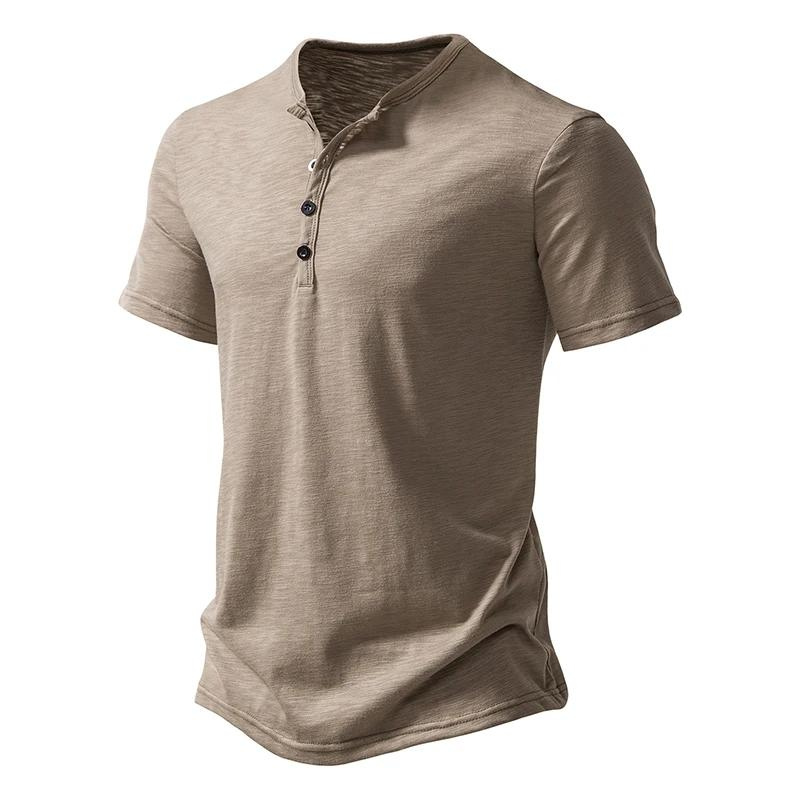 Henley | Polo til mænd - åndbar herre-T-shirt med Henley-krave