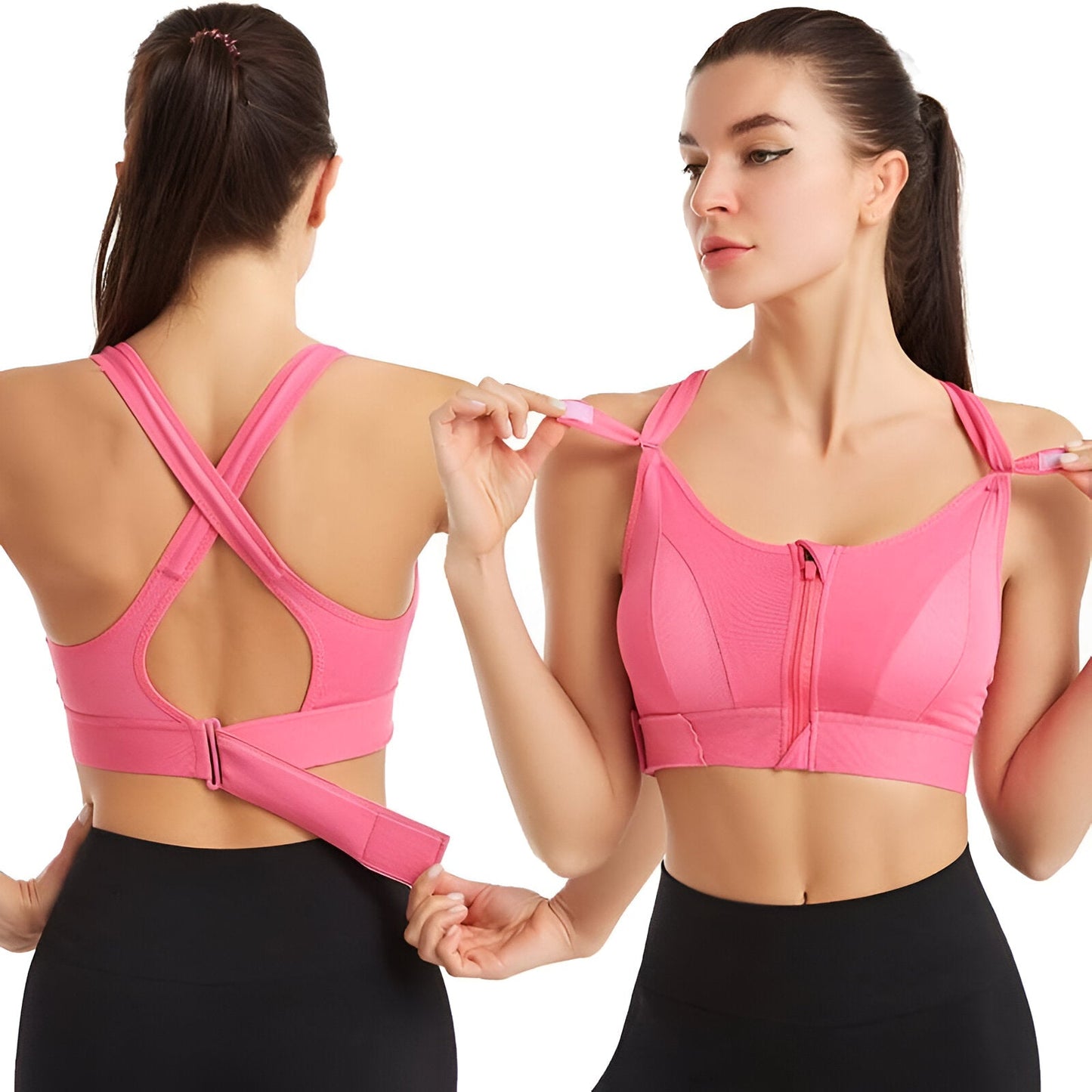 FitBra | Activewear sport-bh med dragkedja fram