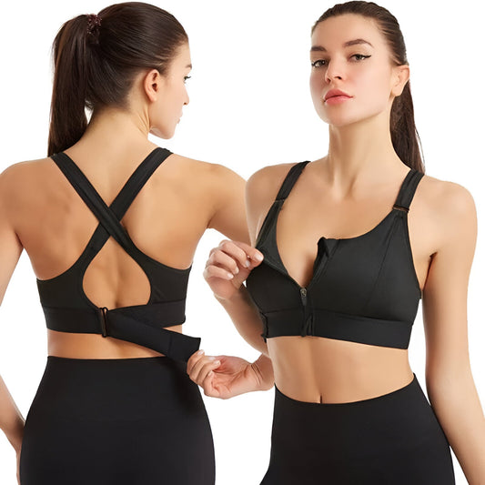 FitBra | Activewear sports-BH med glidelås foran