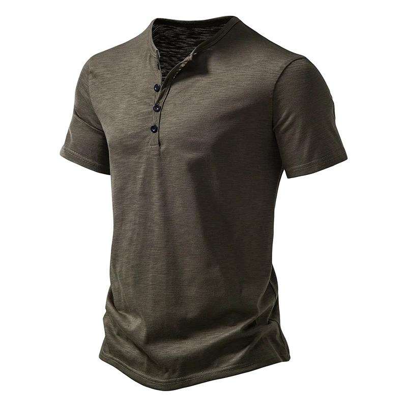 Henley | Polo til mænd - åndbar herre-T-shirt med Henley-krave