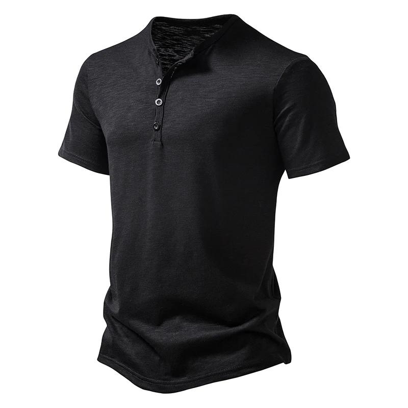 Henley | Polo til mænd - åndbar herre-T-shirt med Henley-krave