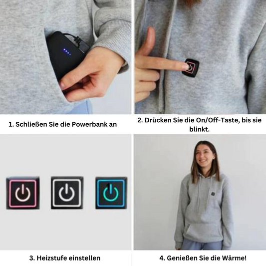 Smart hoodie | Uppvärmd unisex-huvtröja i svart