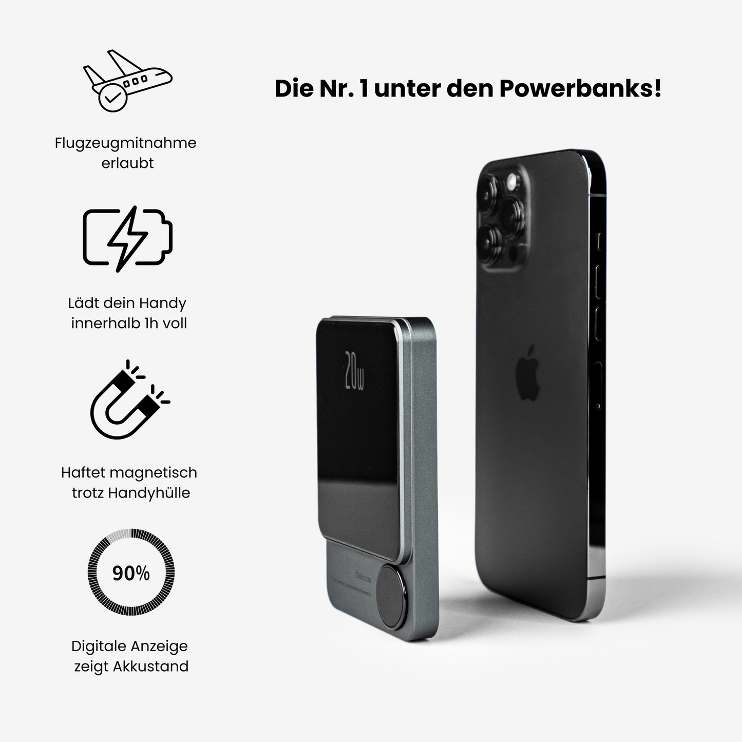 PowerCharge | Nano Magsafe powerbank för iphone och QI-kompatibel