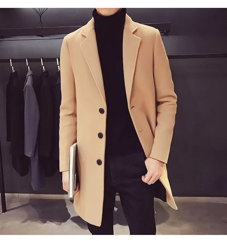 Luke | Elegant trenchcoat i ullblanding for menn 