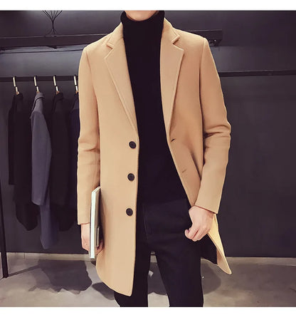 Lukas | Elegant trenchcoat i ullblandning för män 