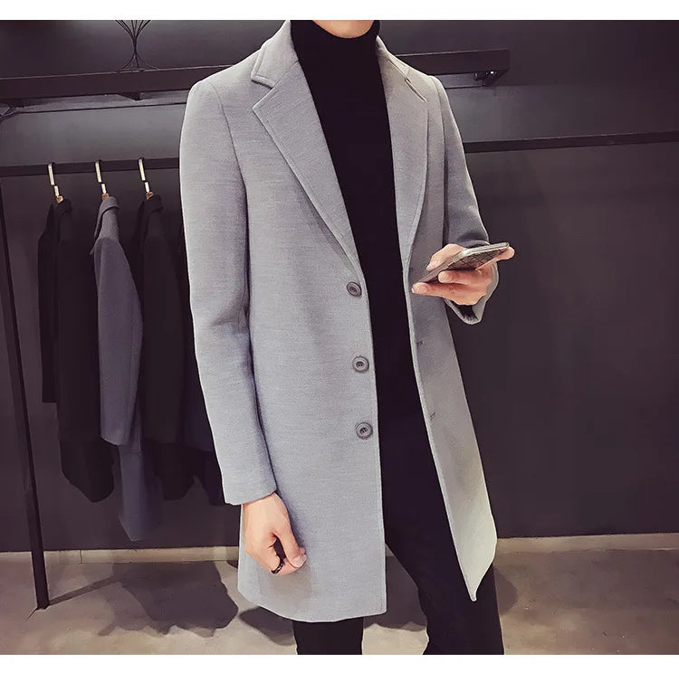 Luke | Elegant trenchcoat i ullblanding for menn 