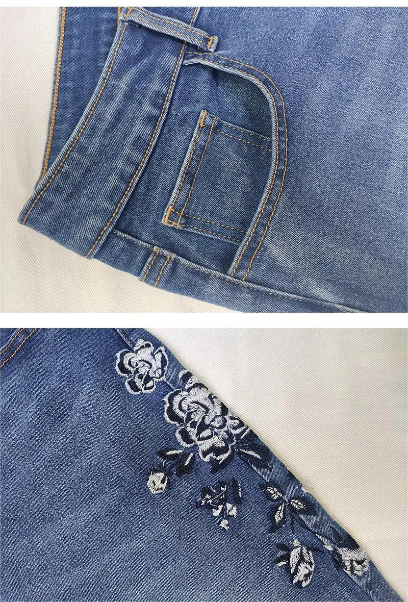 Yvonne | Vintage afslappede denimbukser med print