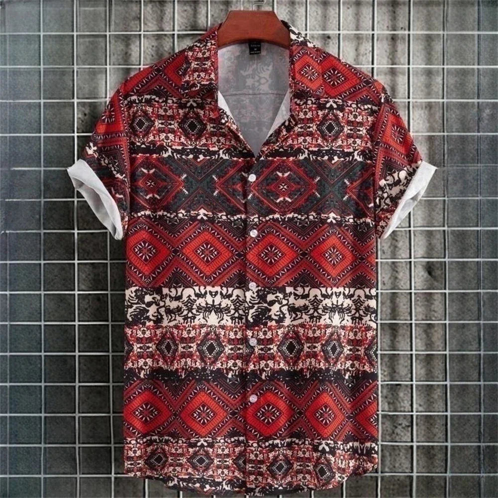 Harvey | Geometrisk Tribal Button Up-skjorta för män